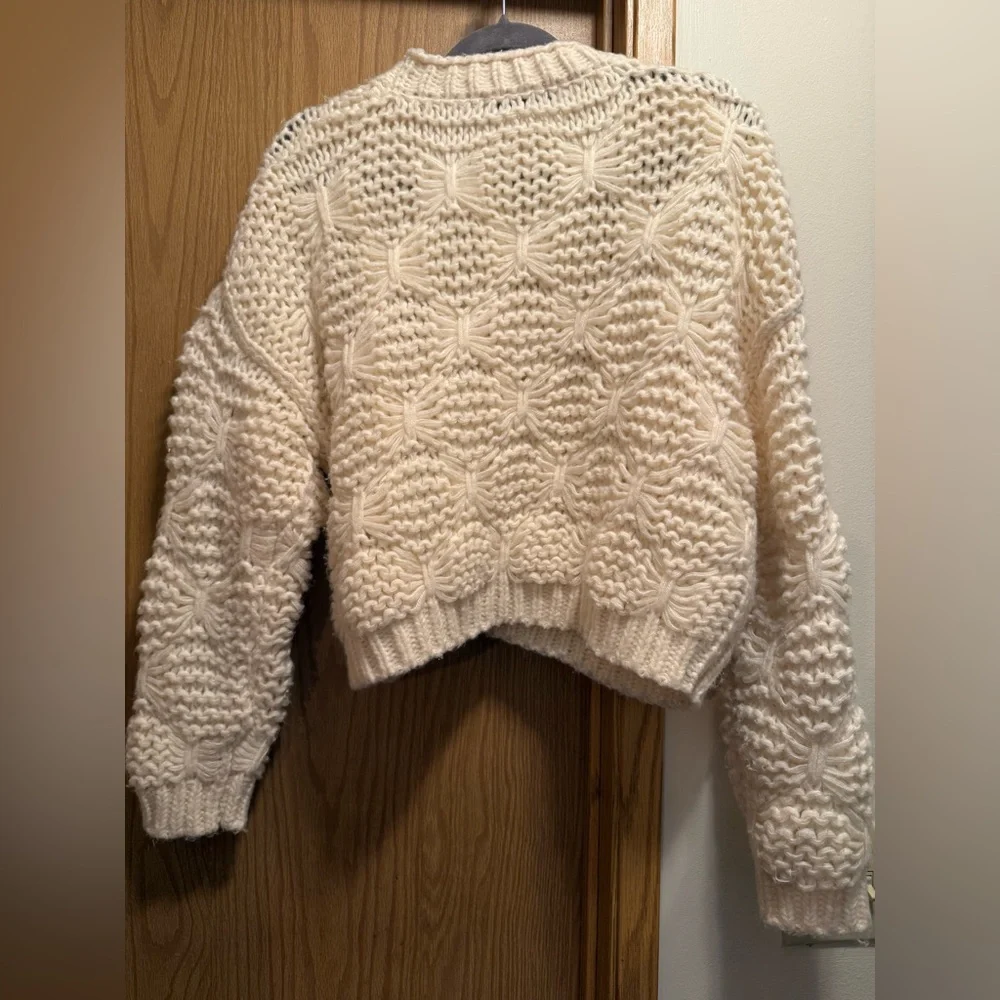 Zara Cream Cable Knit Turtleneck Sweater - Picture 2 of 5